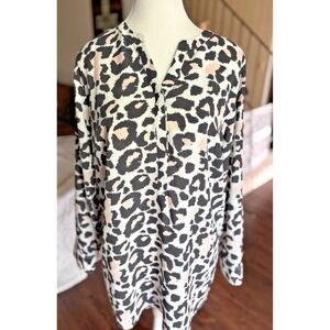 Talbots Pink Accent‎ Animal Print Button down Blouse Size 1X Plus
